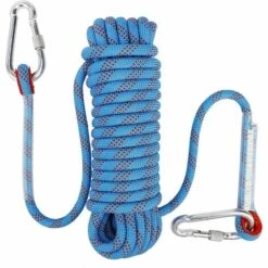 PESCE Corde D'escalade Avec Mousqueton De Sécurité Statique 10mm Corde D'alpinisme Polyester Sauvetage Pour Randonnée Alpinisme Montagne 10M