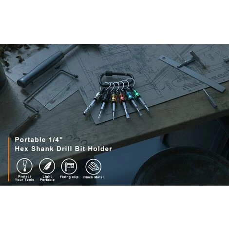LIFCAUSAL 1/4 Pouces Tige Hexagonale En Alliage D'aluminium Tournevis Porte-embouts Barre D'extension Perceuse Vis Adaptateur Changement Porte-clés Portable (10PC Couleur Avec Mousqueton Noir) 7 LIFCAUSAL 1/4 Pouces Tige Hexagonale En Alliage D'aluminium Tournevis Porte-embouts Barre D'extension Perceuse Vis Adaptateur Changement Porte-clés Portable (10PC Couleur Avec Mousqueton Noir) – Image 5