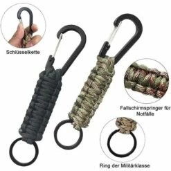 MERéTéET Lanière Tressée Pour Clés, Paracorde Avec Mousqueton, Porte-clés En Paracorde Avec Mousqueton, Pour Camping En Plein Air Clés De Voiture Tactique Escalade Pêche Et Chasse, 2 Pièces，KoleZy -Equipement antichute Soldes 64707129 3
