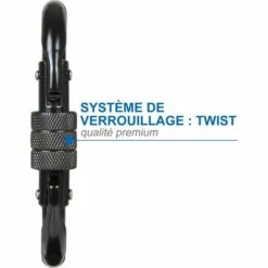 MONLY Lot De 5 Mousqueton Escalade Noir INOX - 20KN(2000KG), Mousqueton Verrouillable Carabiner Oval Steel Avec Bouchon à Vis, Mousqueton Militaire Noir, Charge De 2000kg -Equipement antichute Soldes 64852608 4
