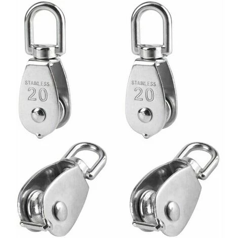 Dontodent 4 Pièces 20 Mm Poulie Simple Poulie En Acier Inox Poulie De Levage Capacité De La Poulie - Argent 3 Dontodent 4 Pièces 20 Mm Poulie Simple Poulie En Acier Inox Poulie De Levage Capacité De La Poulie - Argent