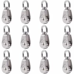 LLOVE Lot De 12 Blocs De Poulie En Acier Inoxydable 304 M15 Avec Corde Métallique