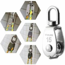LLOVE Lot De 12 Blocs De Poulie En Acier Inoxydable 304 M15 Avec Corde Métallique -Equipement antichute Soldes 64871209 5