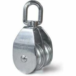 LLOVE Pack-of-1 M50 Blocs De Coquille à Double Poulie Poulie De Levage Pour Câble Métallique Rouleau Porteur De Poulies Acier Inoxydable 304, Charge Maximale: 400kg