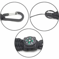 PERLE RARE Porte-clés Avec Boussole Et Mousqueton Pour Randonnée, Camping, Activités De Plein Air (2 Pièces, Noir + Vert Foncé) -Equipement antichute Soldes 64904717 3