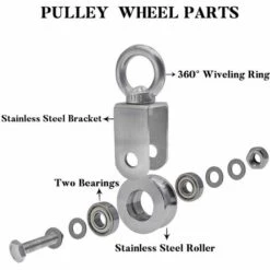 Poulie De Levage 500kg Avec 2 Roulements, Poulie Pour Cable, 48mm Poulie Inox 304 Argent- 56Vingt -Equipement antichute Soldes 64936727 5