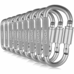 TANCYCO Lot De 9 Mousquetons De Verrouillage En Alliage D'aluminium Avec Anneau En D, Ensemble De Mousquetons à Vis, Crochet De Suspension, Boucle Porte-clés Avec Anneau En Fil D'acier Pour Le Camping En Plein Air, La Randonnée