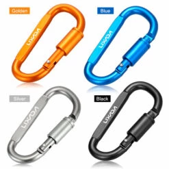 TANCYCO Lot De 9 Mousquetons De Verrouillage En Alliage D'aluminium Avec Anneau En D, Ensemble De Mousquetons à Vis, Crochet De Suspension, Boucle Porte-clés Avec Anneau En Fil D'acier Pour Le Camping En Plein Air, La Randonnée -Equipement antichute Soldes 65002442 3