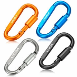 TANCYCO Lot De 9 Mousquetons De Verrouillage En Alliage D'aluminium Avec Anneau En D, Ensemble De Mousquetons à Vis, Crochet De Suspension, Boucle Porte-clés Avec Anneau En Fil D'acier Pour Le Camping En Plein Air, La Randonnée -Equipement antichute Soldes 65002442 5