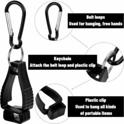 BEARSU 4 Pièces Clip Porte-Gant Pince à Gants De Travail Antidérapant Holder Clip De Gants Avec Mousqueton Pince Protection De Travail De Sécurité Clip Pour Clé Casque Serviette, Noir -Equipement antichute Soldes 65098925 3