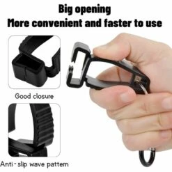 BEARSU 4 Pièces Clip Porte-Gant Pince à Gants De Travail Antidérapant Holder Clip De Gants Avec Mousqueton Pince Protection De Travail De Sécurité Clip Pour Clé Casque Serviette, Noir -Equipement antichute Soldes 65098925 4