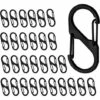PERLE RARE Mini S Forme Mousqueton Clips 30pcs, Petit Mousqueton, Longueur 50mm 8 Forme Mousqueton, Clips Porte-clés à Double Ressort, Randonnée En Plein, Pêche, Camping, Voyages (noir)