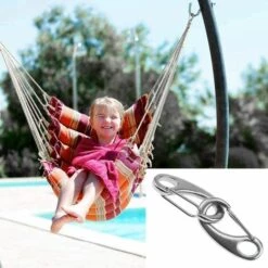 PERLE RARE Mousqueton D’Escalade En Acier Inoxydable De 50mm Boucle Mousqueton à Ressort Argenté Pour Utilisation De Camping Randonnée Ou Nautisme - 4 Pièces -Equipement antichute Soldes 65178311 4