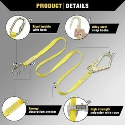 CESIèCLEFOU Sangle Longe De Sécurité Longe D'escalade Avec Mousqueton Boucle En Acier Pour Escalade Alpinisme Antichut (1.8M, 1500KG Max) Lefou -Equipement antichute Soldes 65211105 2