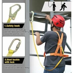 CESIèCLEFOU Sangle Longe De Sécurité Longe D'escalade Avec Mousqueton Boucle En Acier Pour Escalade Alpinisme Antichut (1.8M, 1500KG Max) Lefou -Equipement antichute Soldes 65211105 3