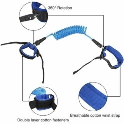BF Anti-Lost Wrist Strap Adjustable Belt Children's Wrist 360° Rotating Seat Belt Comfortable Baby Bracelet Rope Travel Supermarket Exploration Assistant 1.5M (Blue) -Equipement antichute Soldes 65273699 4