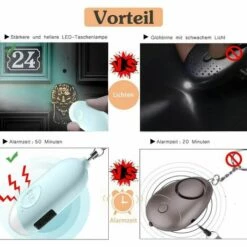 Alarme De Poche Rechargeable - Alerte Personnelle Sonore De 130 DB Avec Porte-clés Avec Lampe De Poche, Sirène D'auto-défense D'alarme De Panique Pour Femmes, Enfants, Filles Et Personnes âgées(bleu) S'arêern -Equipement antichute Soldes 65360953 3