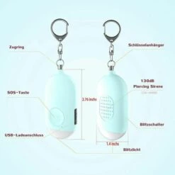 Alarme De Poche Rechargeable - Alerte Personnelle Sonore De 130 DB Avec Porte-clés Avec Lampe De Poche, Sirène D'auto-défense D'alarme De Panique Pour Femmes, Enfants, Filles Et Personnes âgées(bleu) S'arêern -Equipement antichute Soldes 65360953 4