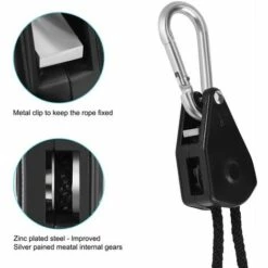 Corde à Cliquet Réglable Sangle à Cliquet Corde Heavy Duty Rope Ratchet Pour Lampe Plantes Capacité De 150 LB Par Paire 1/8 Pouces 2 Paire S'arêern -Equipement antichute Soldes 65361039 5