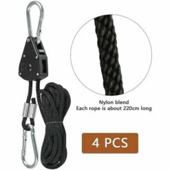 BDD Longe De Levage Poulie Métallique Auvent Tendeur De Corde De Tente (2 Paires De Noir) -Equipement antichute Soldes 65373858 3