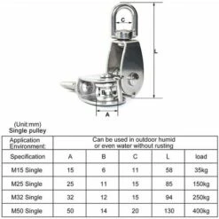 ZHUOXUAN 2 Pcs Poulie En Acier Inox 304 M25 Poulie De Levage Rouleau De Chargement -Equipement antichute Soldes 65491300 4