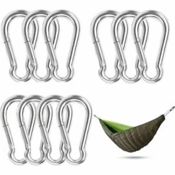 OSQI 10 Pièces Mousqueton En Acier Inoxydable Attache Mousqueton Clip Mousqueton Étanche Résistant à La Rouille Durable Pour Sports Hamac Pêche Balançoire Camping Maison Horticulture Décoration