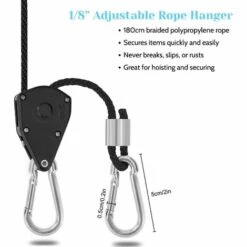 OSQI Lot De 4 Cordes à Cliquet Avec Crochets Pour Lampe Ou Plantes, Corde à Crochet Réglable De 180 Cm De Long (2 Paires) 11 OSQI Lot De 4 Cordes à Cliquet Avec Crochets Pour Lampe Ou Plantes, Corde à Crochet Réglable De 180 Cm De Long (2 Paires) -Equipement antichute Soldes 65504862 5