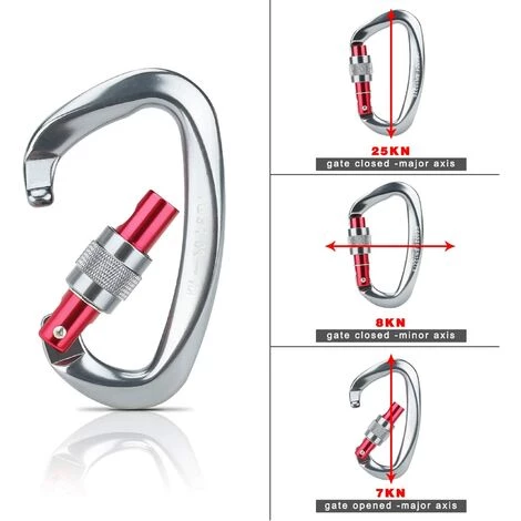 OSQI Mousquetons D'escalade, 2 Mousquetons Autobloquants En Aluminium En Acier Inoxydable Avec Anneau En D Pour L'escalade Et La Descente En Rappel, Chiens De Verrouillage, Balançoire Hamac, Tente, Grande Taille, Gris 4 OSQI Mousquetons D'escalade, 2 Mousquetons Autobloquants En Aluminium En Acier Inoxydable Avec Anneau En D Pour L'escalade Et La Descente En Rappel, Chiens De Verrouillage, Balançoire Hamac, Tente, Grande Taille, Gris – Image 2