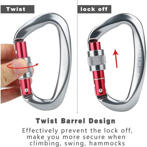OSQI Mousquetons D'escalade, 2 Mousquetons Autobloquants En Aluminium En Acier Inoxydable Avec Anneau En D Pour L'escalade Et La Descente En Rappel, Chiens De Verrouillage, Balançoire Hamac, Tente, Grande Taille, Gris 5 OSQI Mousquetons D'escalade, 2 Mousquetons Autobloquants En Aluminium En Acier Inoxydable Avec Anneau En D Pour L'escalade Et La Descente En Rappel, Chiens De Verrouillage, Balançoire Hamac, Tente, Grande Taille, Gris – Image 3