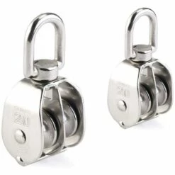OSQI Poulie Double 20MM, Poulie En Acier Inoxydable, Grue Rotative Lisse Câble Métallique Chargement 75kg - 2 Pièces