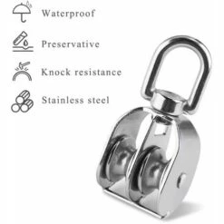 OSQI Poulie Double 20MM, Poulie En Acier Inoxydable, Grue Rotative Lisse Câble Métallique Chargement 75kg - 2 Pièces -Equipement antichute Soldes 65506852 3