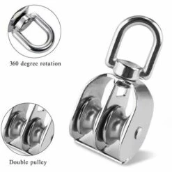 OSQI Poulie Double 20MM, Poulie En Acier Inoxydable, Grue Rotative Lisse Câble Métallique Chargement 75kg - 2 Pièces -Equipement antichute Soldes 65506852 4