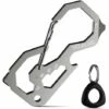 LIFCAUSAL Mousqueton Multifonction Avec étui AirTag, Outil De Carte De Crédit EDC Avec Ouvre-bouteille, Tournevis, Clé Hexagonale, Levier Pour Randonnée, Camping, Voyage, Aventure. -Equipement antichute Soldes 65638982 1