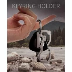 LIFCAUSAL Mousqueton Multifonction Avec étui AirTag, Outil De Carte De Crédit EDC Avec Ouvre-bouteille, Tournevis, Clé Hexagonale, Levier Pour Randonnée, Camping, Voyage, Aventure. -Equipement antichute Soldes 65638982 3