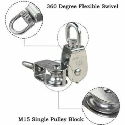 Dontodent M15 Poulie Simple En Acier Inoxydable 304, 15MM Seul Poulies Bloc Rouleau, Grue Pivot Crochet Lisse Fil Corde Câble Chargement 77lbs/35Kg (12 Pièces) -Equipement antichute Soldes 65654471 5