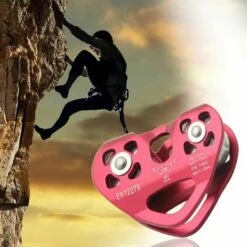 Ensoleillé Poulie Tandem Poulie D'escalade Extérieure Double Axe De Levage Et De Transport à Haute Altitude Câble D'acier Extension De Tyrolienne Poulie Double En Forme De Coeur -Equipement antichute Soldes 65747037 4