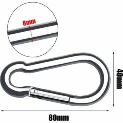MERéTéET 2 Pack Mousqueton En INOX Pour Charges Lourdes, Mousqueton En Forme D Mousqueton à Verrouillage Pour Maison Hamac Pêche Randonnée Voyages Porte-Clés (40mm*80mm) -Equipement antichute Soldes 65789569 3