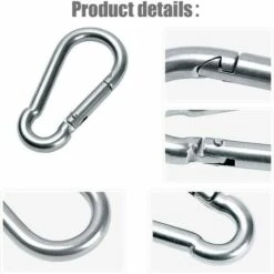 MERéTéET 2 Pack Mousqueton En INOX Pour Charges Lourdes, Mousqueton En Forme D Mousqueton à Verrouillage Pour Maison Hamac Pêche Randonnée Voyages Porte-Clés (40mm*80mm) -Equipement antichute Soldes 65789569 4