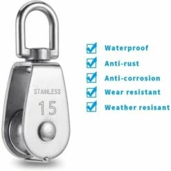 LUCKY-88 Poulie Simple En Acier Inoxydable 304/poulie Double/poulie De Levage/fil D'entraînement M15 Simple 4 Pièces -Equipement antichute Soldes 65804765 5