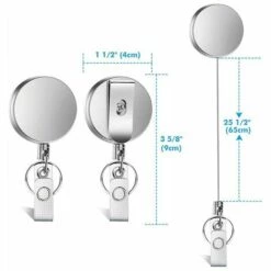 CADEAUX Lot De 2 Porte-badges Rétractables Avec Porte-clés, Clip En Métal, Porte-badge En Plastique Et Porte-badge Robuste Pour Carte D'identité, Carte-clé, Mousqueton De Travail. -Equipement antichute Soldes 65833606 3