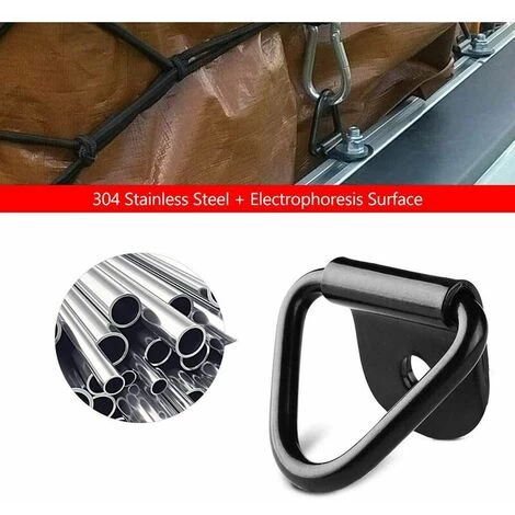 KAEJYIUT 4 Pièces Anneau D'arrimage, Remorque D'anneau Montage D, Crochet D'arrimage D'arrimage En Acier Inoxydable Robustes, Pour Remorques Camions Camions Stockage De Corde De Bateau - Noir 5 KAEJYIUT 4 Pièces Anneau D'arrimage, Remorque D'anneau Montage D, Crochet D'arrimage D'arrimage En Acier Inoxydable Robustes, Pour Remorques Camions Camions Stockage De Corde De Bateau - Noir – Image 3