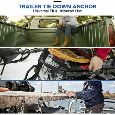 KAEJYIUT 4 Pièces Anneau D'arrimage, Remorque D'anneau Montage D, Crochet D'arrimage D'arrimage En Acier Inoxydable Robustes, Pour Remorques Camions Camions Stockage De Corde De Bateau - Noir 7 KAEJYIUT 4 Pièces Anneau D'arrimage, Remorque D'anneau Montage D, Crochet D'arrimage D'arrimage En Acier Inoxydable Robustes, Pour Remorques Camions Camions Stockage De Corde De Bateau - Noir – Image 5