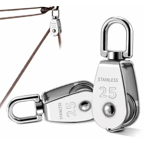 AOUGO Lot De 2 Poulies Simples M25, Rouleau De Poulie En Acier Inoxydable 304, Poulie Pivotante à 360 Degrés Pour Cordes à Linge - Chargement En Toute Sécurité Jusqu'à 150 Kg 3 AOUGO Lot De 2 Poulies Simples M25, Rouleau De Poulie En Acier Inoxydable 304, Poulie Pivotante à 360 Degrés Pour Cordes à Linge - Chargement En Toute Sécurité Jusqu'à 150 Kg