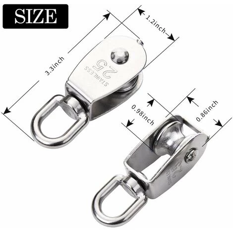 AOUGO Lot De 2 Poulies Simples M25, Rouleau De Poulie En Acier Inoxydable 304, Poulie Pivotante à 360 Degrés Pour Cordes à Linge - Chargement En Toute Sécurité Jusqu'à 150 Kg 4 AOUGO Lot De 2 Poulies Simples M25, Rouleau De Poulie En Acier Inoxydable 304, Poulie Pivotante à 360 Degrés Pour Cordes à Linge - Chargement En Toute Sécurité Jusqu'à 150 Kg – Image 2