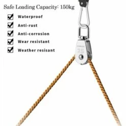AOUGO Lot De 2 Poulies Simples M25, Rouleau De Poulie En Acier Inoxydable 304, Poulie Pivotante à 360 Degrés Pour Cordes à Linge - Chargement En Toute Sécurité Jusqu'à 150 Kg 10 AOUGO Lot De 2 Poulies Simples M25, Rouleau De Poulie En Acier Inoxydable 304, Poulie Pivotante à 360 Degrés Pour Cordes à Linge - Chargement En Toute Sécurité Jusqu'à 150 Kg -Equipement antichute Soldes 65869963 4