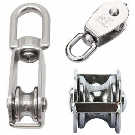 AOUGO Lot De 2 Poulies Simples M25, Rouleau De Poulie En Acier Inoxydable 304, Poulie Pivotante à 360 Degrés Pour Cordes à Linge - Chargement En Toute Sécurité Jusqu'à 150 Kg 7 AOUGO Lot De 2 Poulies Simples M25, Rouleau De Poulie En Acier Inoxydable 304, Poulie Pivotante à 360 Degrés Pour Cordes à Linge - Chargement En Toute Sécurité Jusqu'à 150 Kg – Image 5