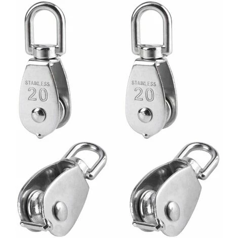 KAEJYIUT 4 Pièces 20 Mm Poulie Simple Poulie En Acier Inox Poulie De Levage Capacité De La Poulie - Argent 3 KAEJYIUT 4 Pièces 20 Mm Poulie Simple Poulie En Acier Inox Poulie De Levage Capacité De La Poulie - Argent