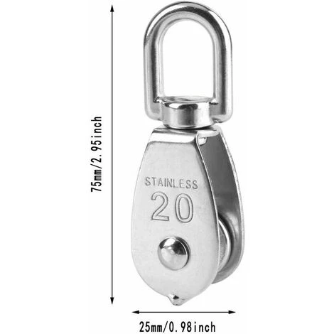 KAEJYIUT 4 Pièces 20 Mm Poulie Simple Poulie En Acier Inox Poulie De Levage Capacité De La Poulie - Argent 7 KAEJYIUT 4 Pièces 20 Mm Poulie Simple Poulie En Acier Inox Poulie De Levage Capacité De La Poulie - Argent – Image 5