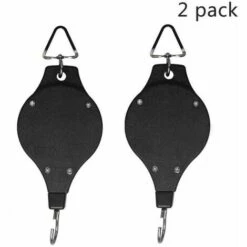 KAEJYIUT Poulie Pour Plantes, Poulie Rétractable Robuste Et Facile à Atteindre, Suspension Pour Panier De Fleurs, Crochet Pour Paniers De Jardin, Pots Et Mangeoire Pour Oiseaux, Suspendez Haut Et Tirez Vers Le Bas Pour Arroser Ou Alimenter Le Paquet De 2 (Noir)