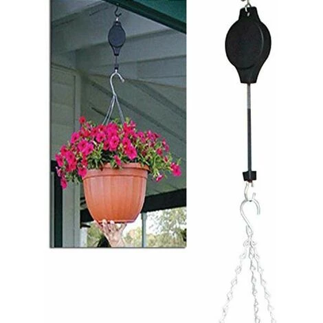 KAEJYIUT Poulie Pour Plantes, Poulie Rétractable Robuste Et Facile à Atteindre, Suspension Pour Panier De Fleurs, Crochet Pour Paniers De Jardin, Pots Et Mangeoire Pour Oiseaux, Suspendez Haut Et Tirez Vers Le Bas Pour Arroser Ou Alimenter Le Paquet De 2 (Noir) 4 KAEJYIUT Poulie Pour Plantes, Poulie Rétractable Robuste Et Facile à Atteindre, Suspension Pour Panier De Fleurs, Crochet Pour Paniers De Jardin, Pots Et Mangeoire Pour Oiseaux, Suspendez Haut Et Tirez Vers Le Bas Pour Arroser Ou Alimenter Le Paquet De 2 (Noir) – Image 2